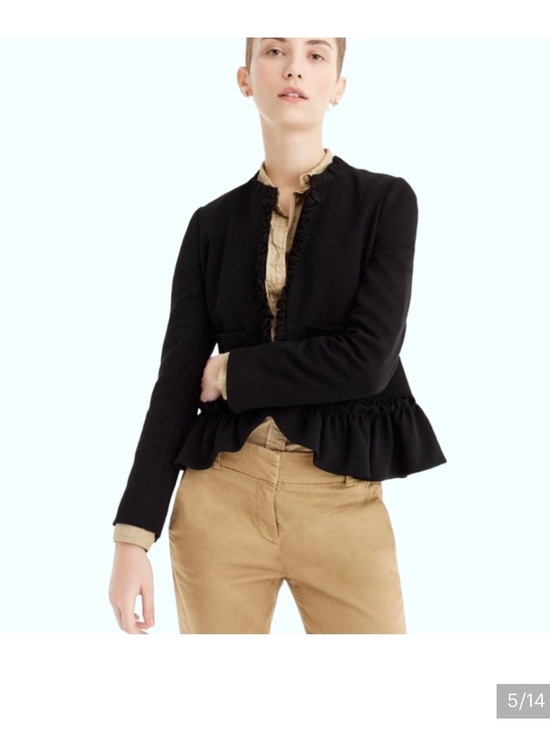 J. Crew Jackets & Blazers - J. Crew ruffled black going out blazer peplum size 12